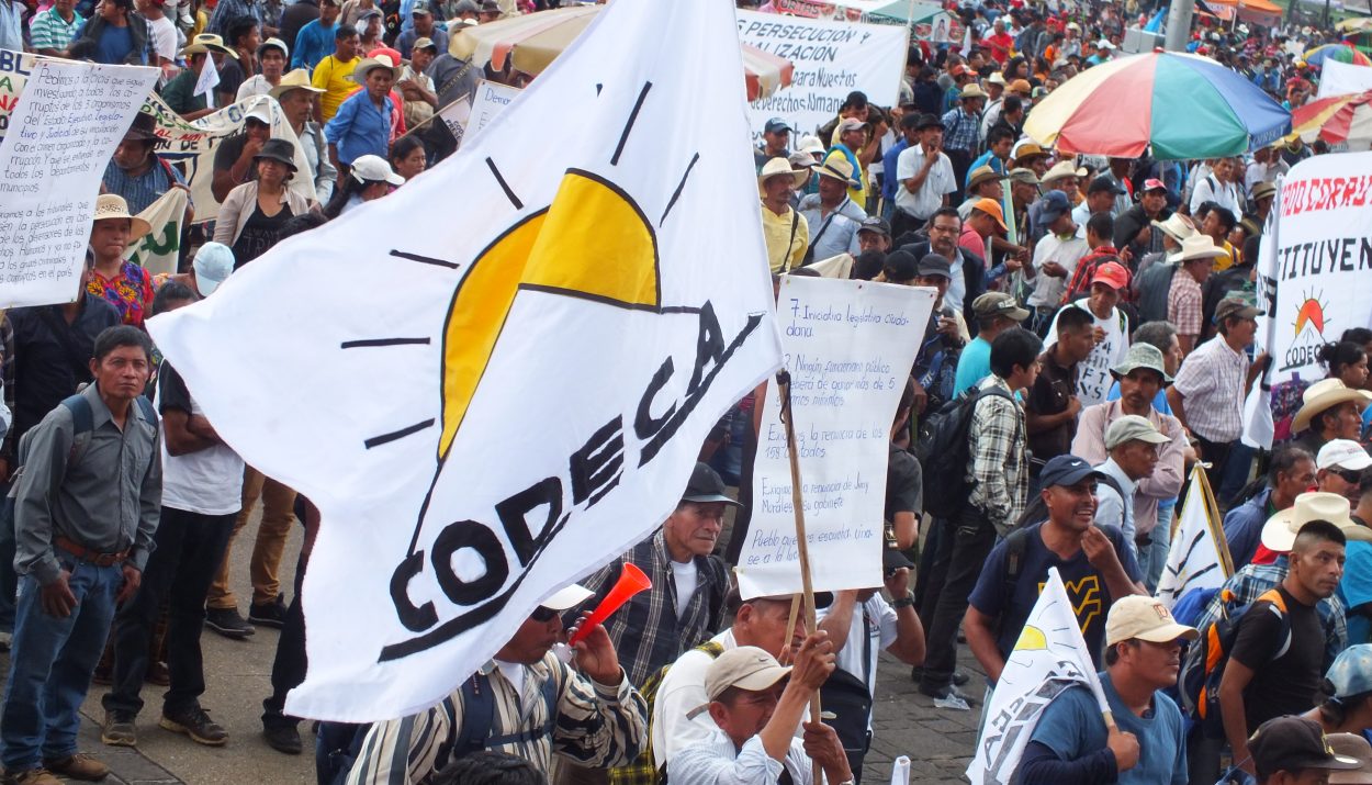 Movilización, 2018. Manifestación de campesinos en la Ciudad de Guatemala convacada por el Comité de Desarrollo Campesino (CODECA) el 12 de septiembre de 2018.